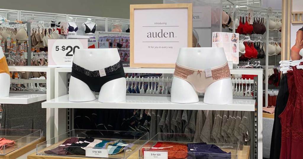 women's underwear display at a store