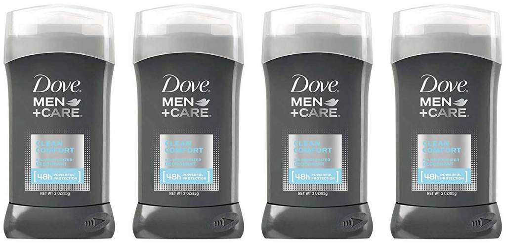 stock image of 4-pack of Dove Men+Care Deodorant Stick Clean Comfort