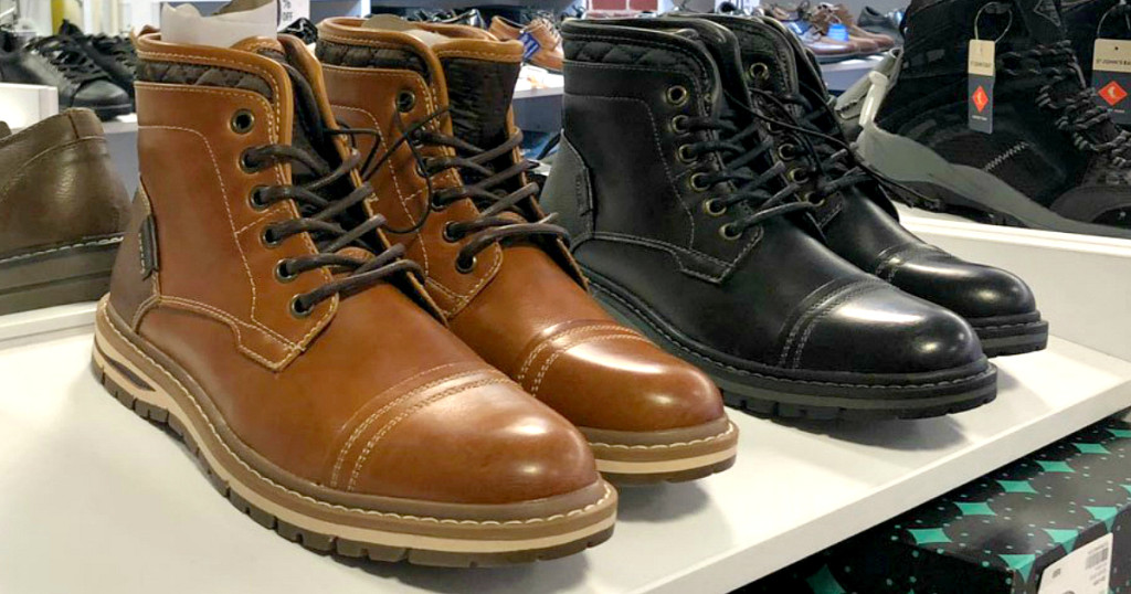 mens boots on store shelf