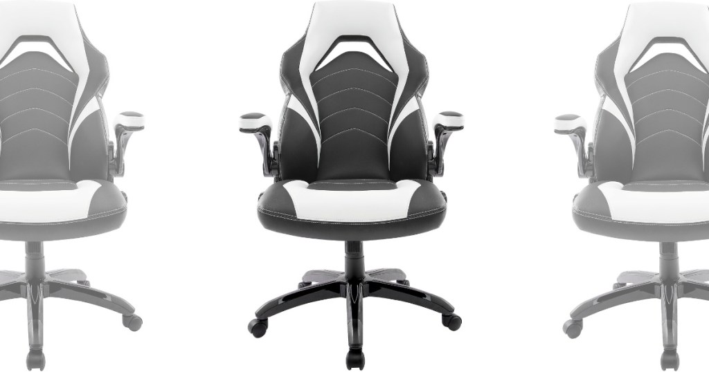 front view of white and black gaming chair