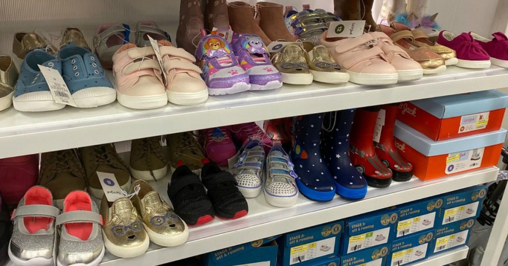kids shoes on a store shelf