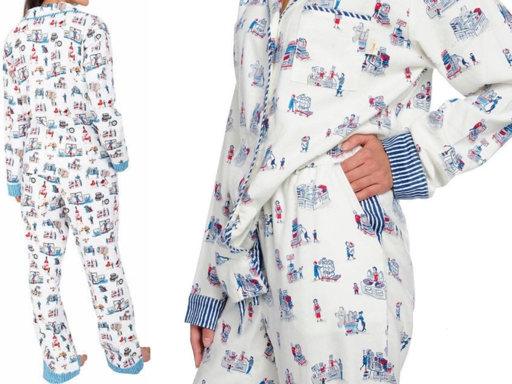 women modeling flannel pajamas