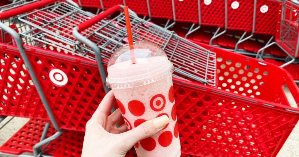 hand holding pink Icee at Target