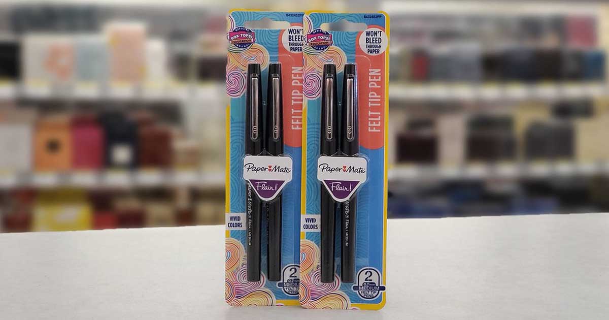 packs of pens on display at a store