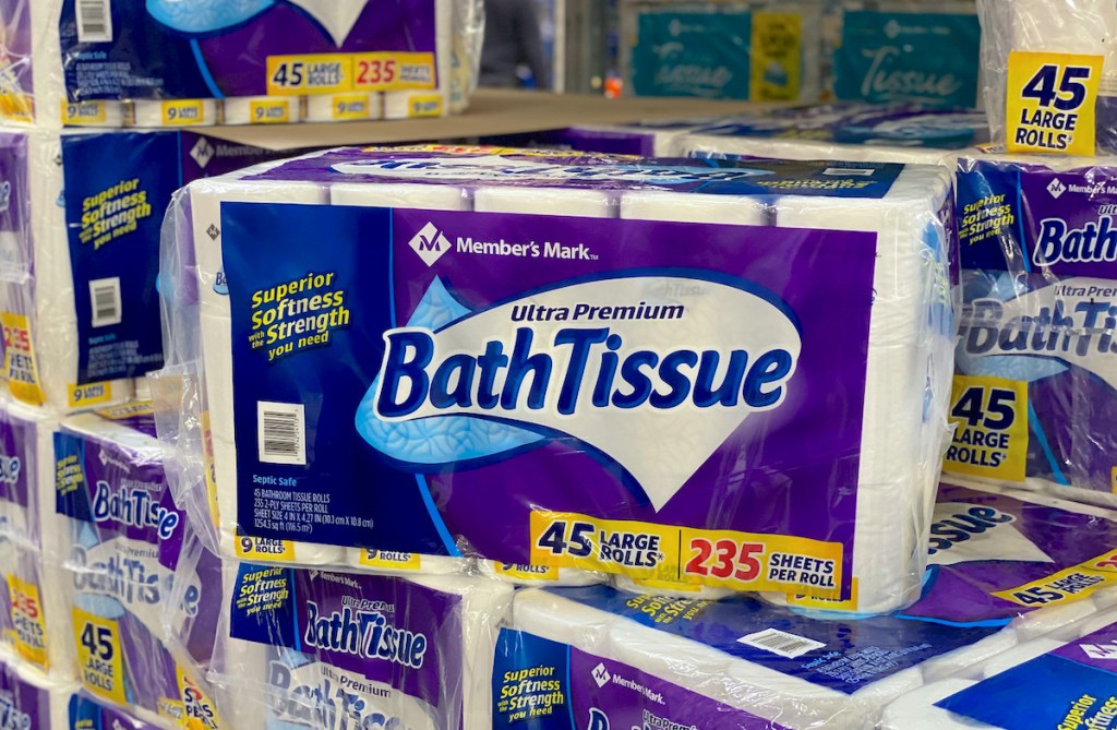 pack of bath tissue sitting on pile