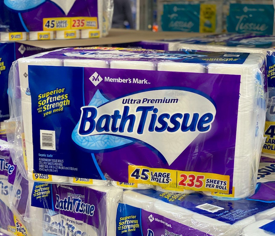pack of bath tissue sitting on pile