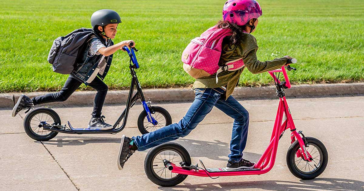 kids riding scooters