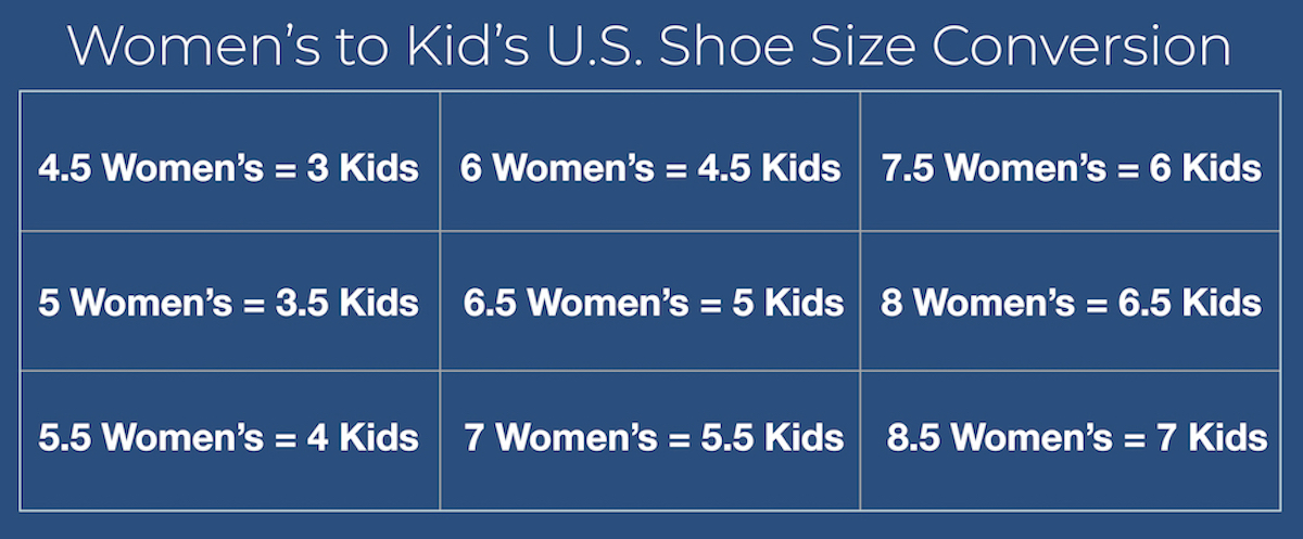 big kid shoe size in women's