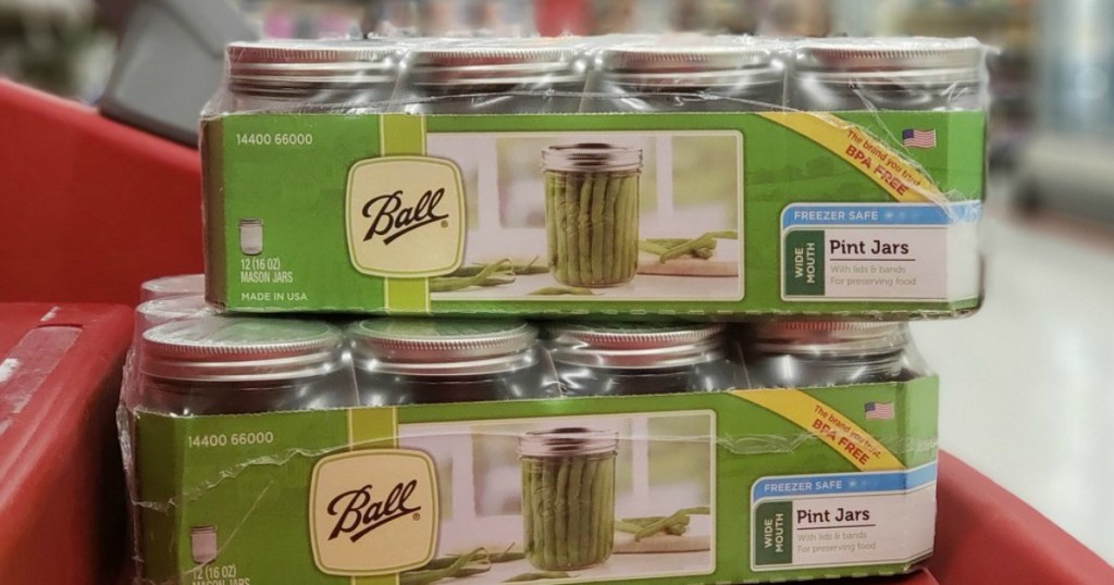 canning jars on display in a store