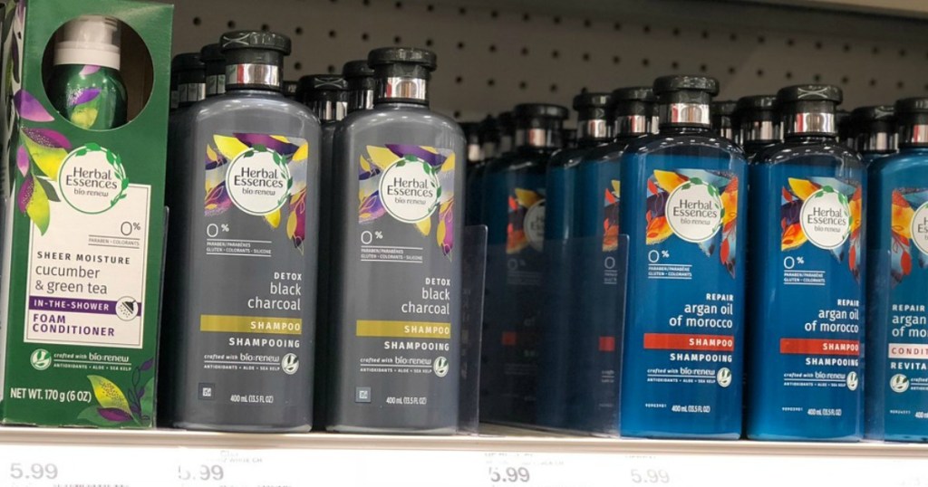 shampoo and conditioner on a store shelf