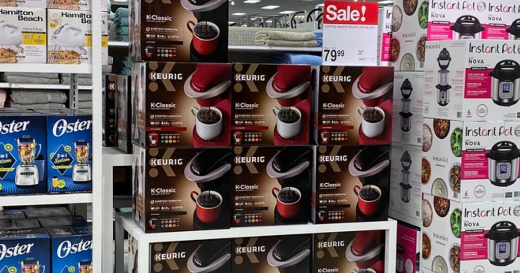 store display of single-serve coffee makers