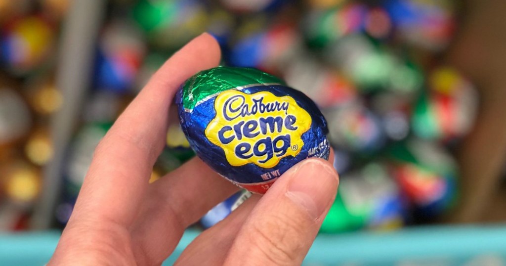 hand holding easter candy in a store