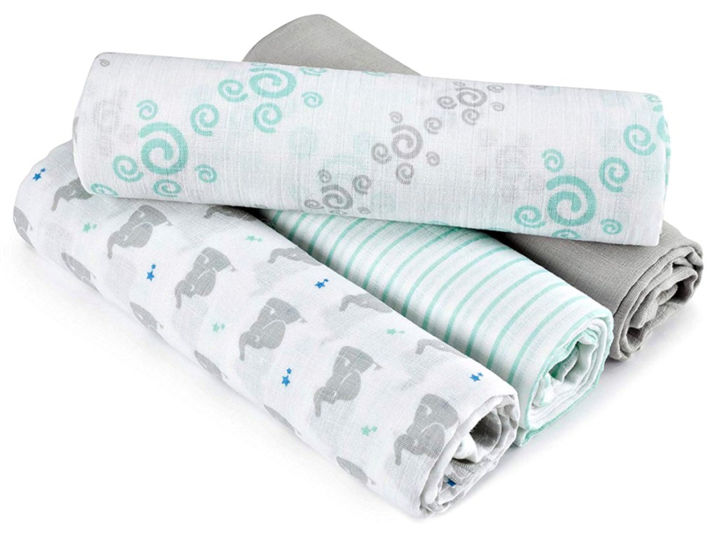 Aden + Anais 100% Cotton Muslin Swaddle 4-Pack Baby Blankets