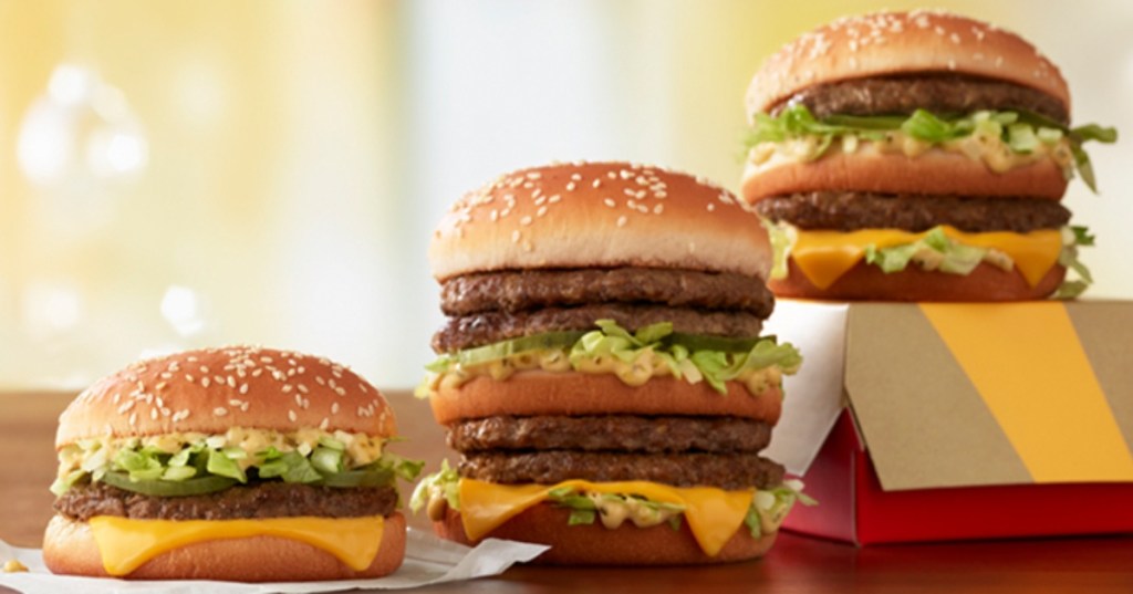 3 different sizes of Big Macs