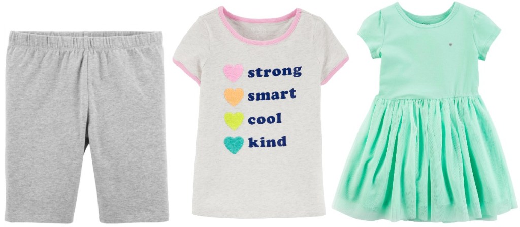 Carter's Girls Apparel - shorts, graphic tee, and a dress