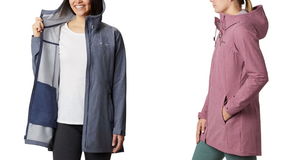 two women modeling different colors of Columbia women's jackets