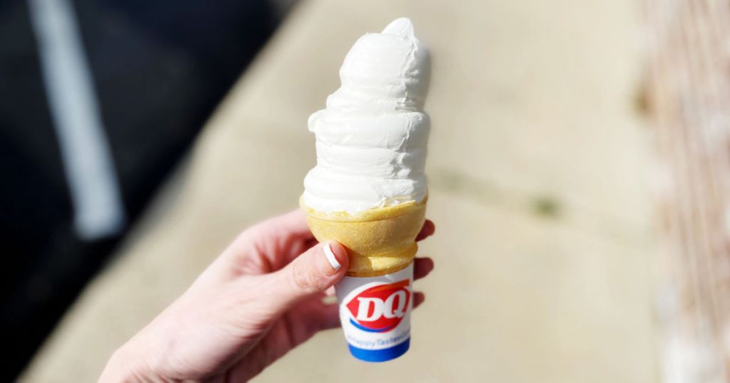hand holding a Dairy Queen ice cream cone