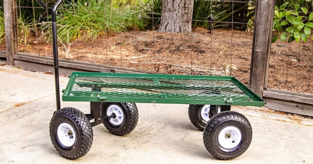 bond garden cart green with no sides on it