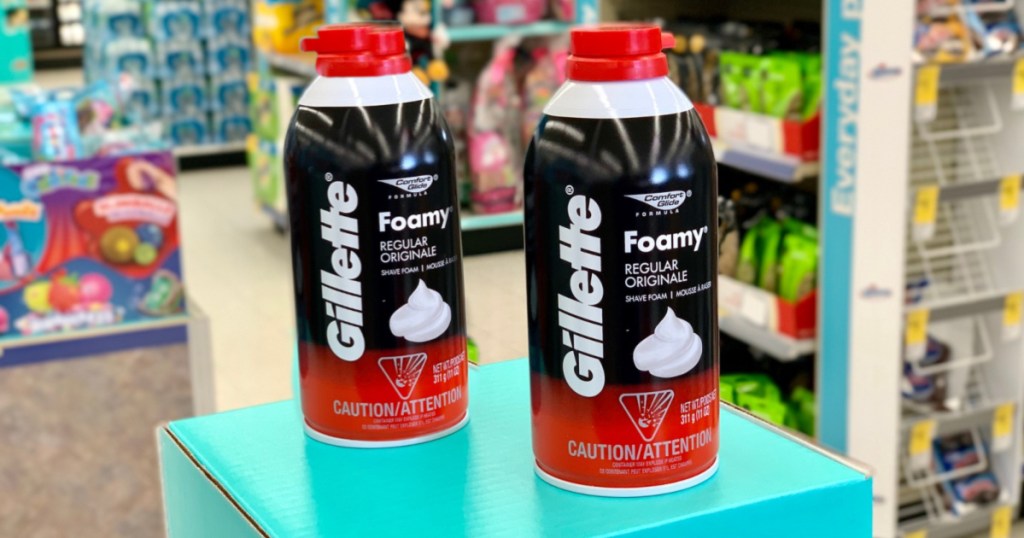 two cans of Gillette Foamy Shaving Cream