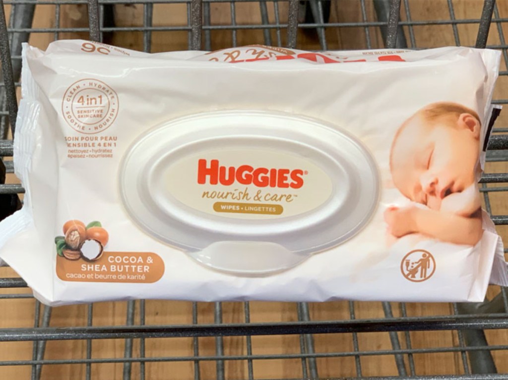 shea butter baby wipes in store cart