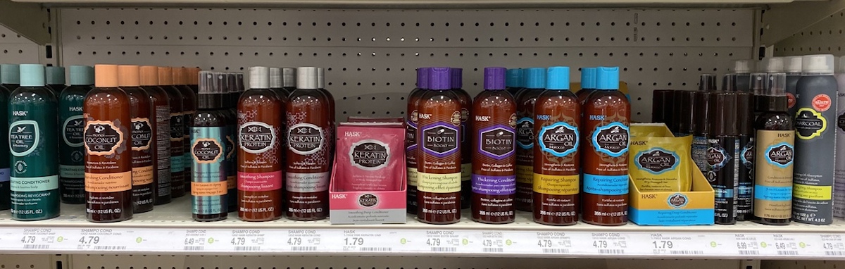 Hask Hair Care products on shelf at Target