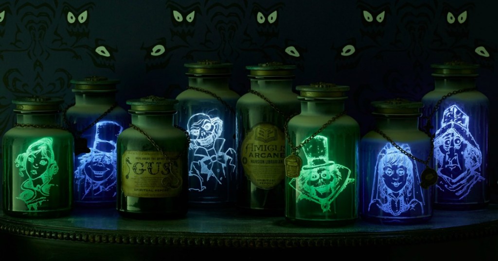 row of Haunted Mansion Jars