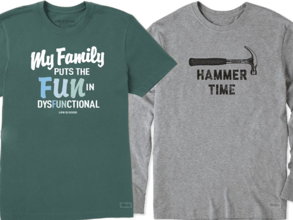 one short sleeve and one long sleeve men's t-shirt