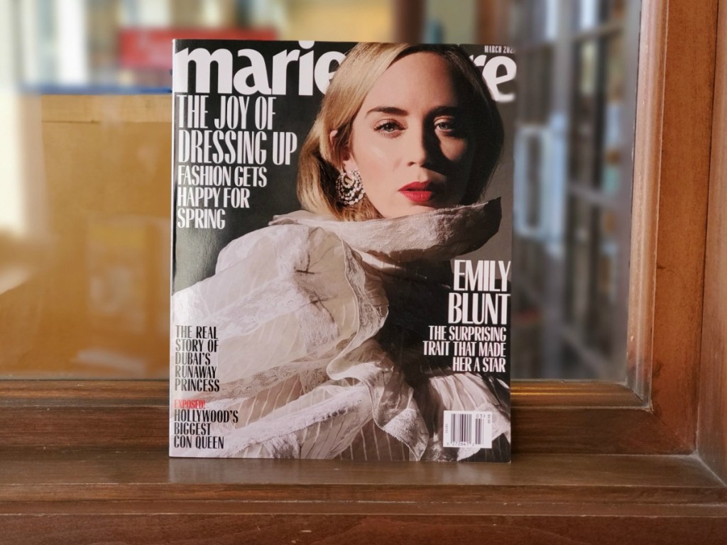 Marie Claire Magazine on counter