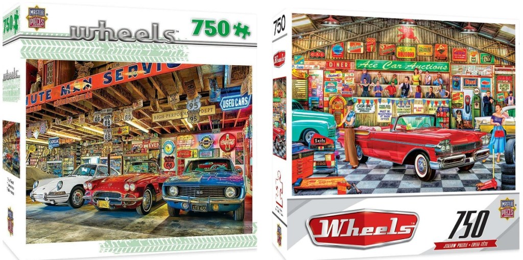 Two car-themed large puzzle sets