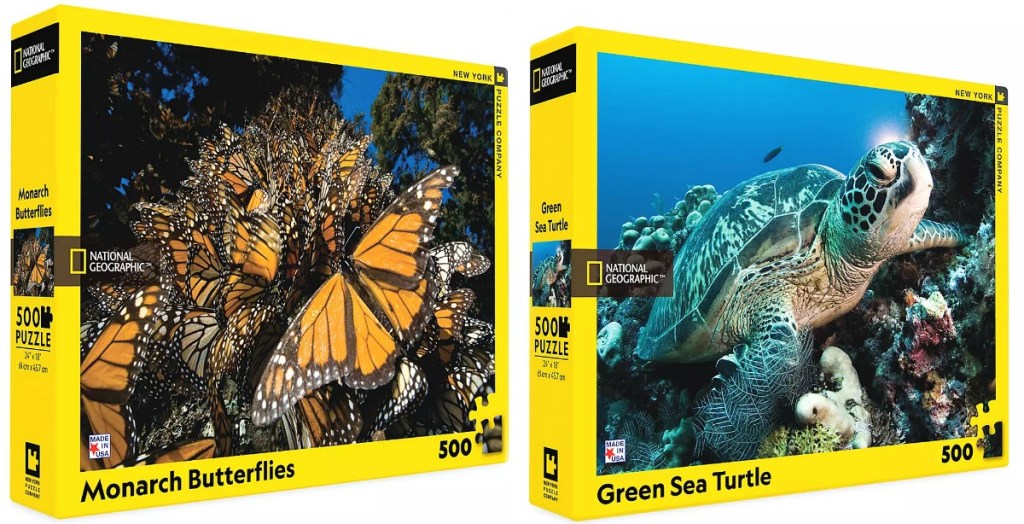 Two puzzles from National Geographic in boxes