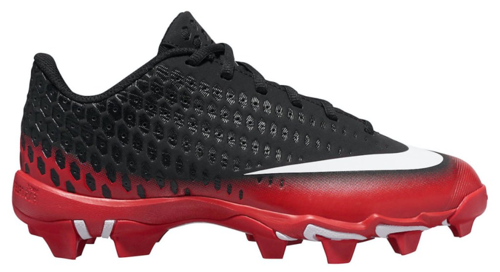 red and black boys cleat