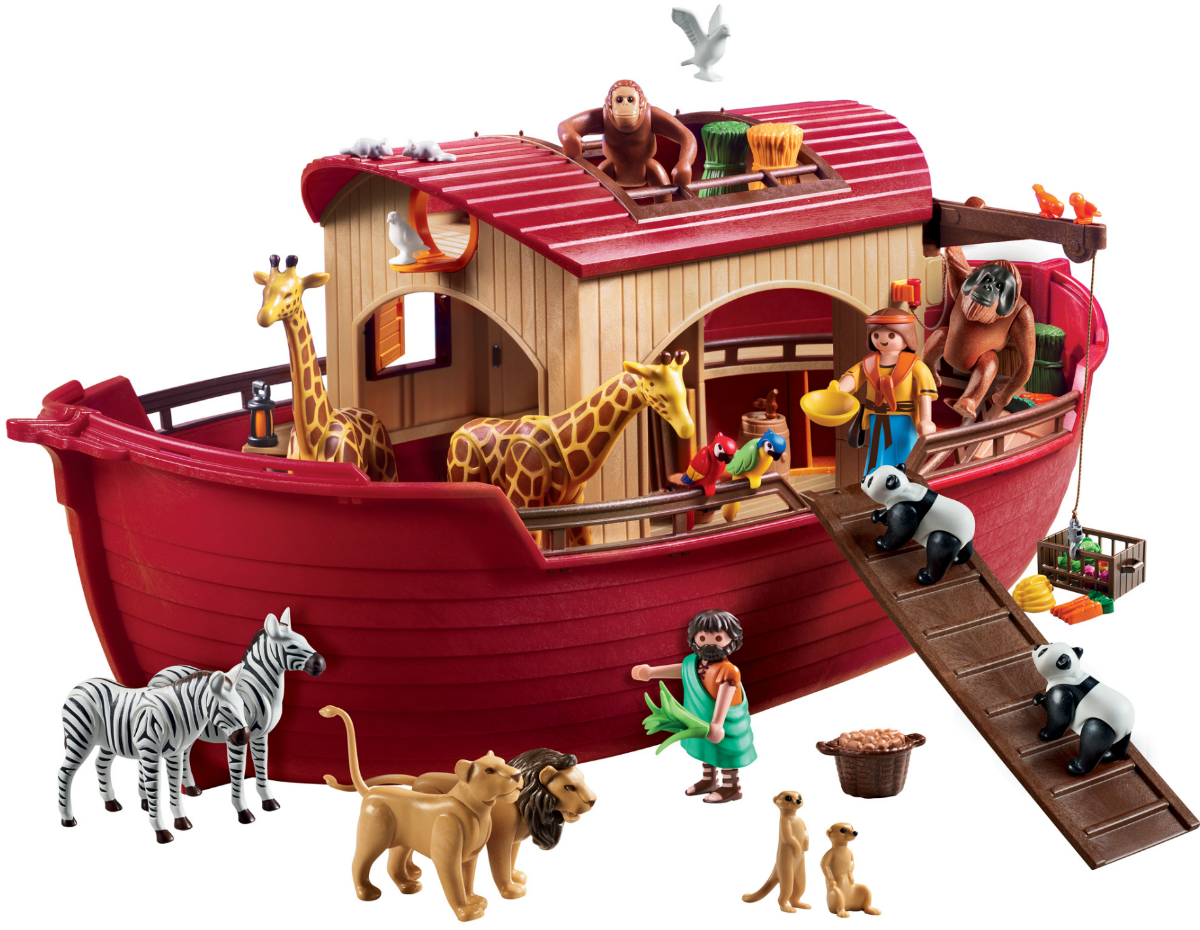 Noah's Ark themed playset with figures and ark