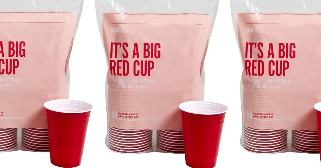 three packages of 50 plastic 16 oz cups