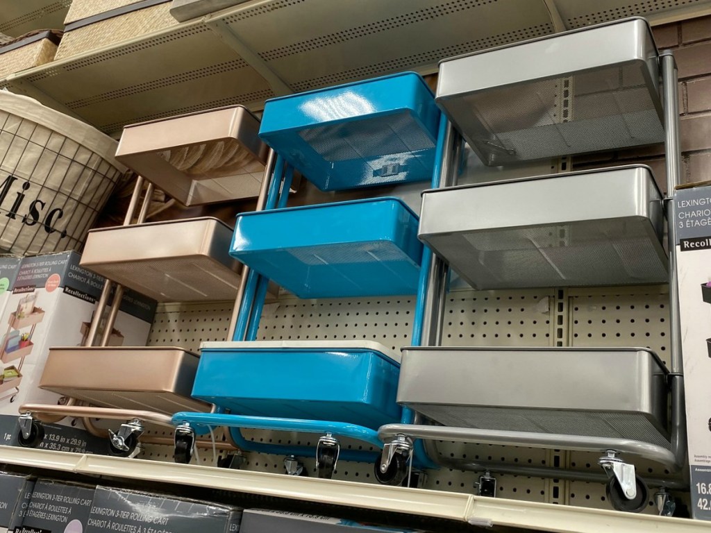 Large metal crafting carts on display in store