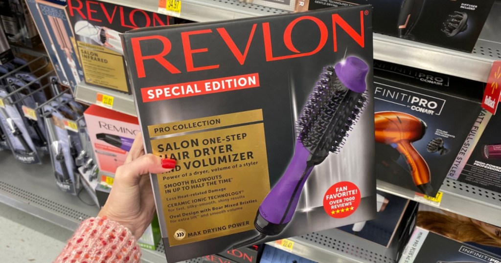 hand holding Revlon special edition hair dryer
