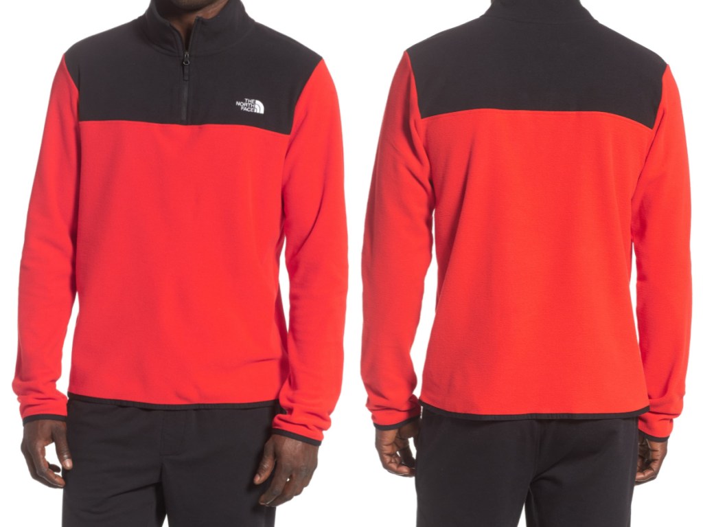 man in red and black fleece pullover jacket
