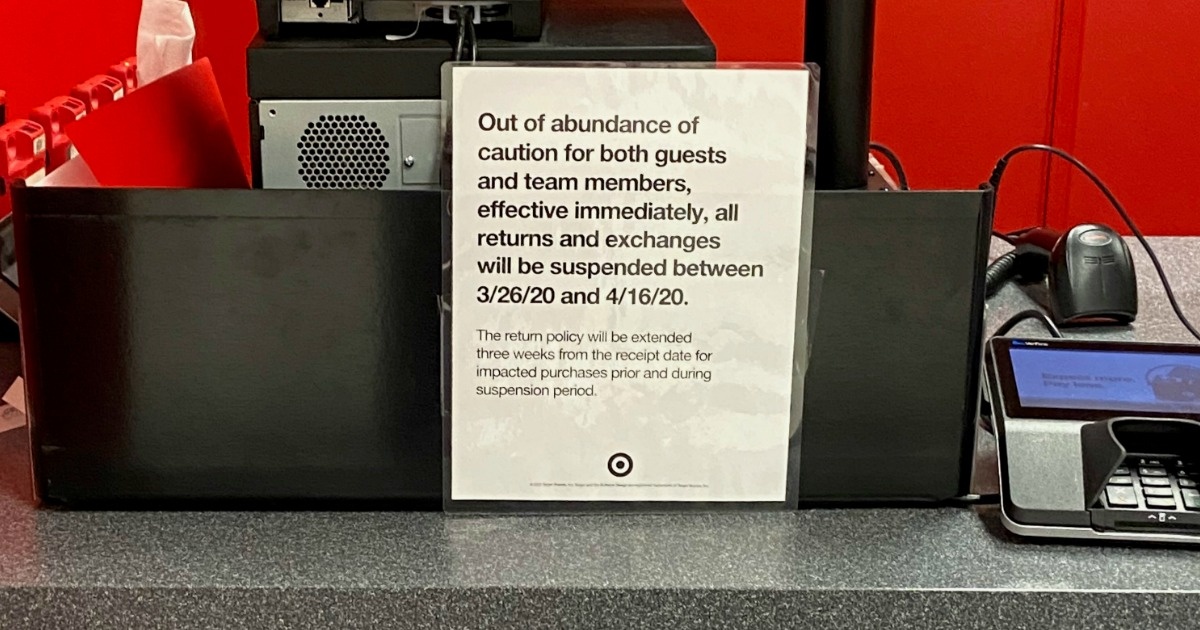 Target sign with temporary return policy