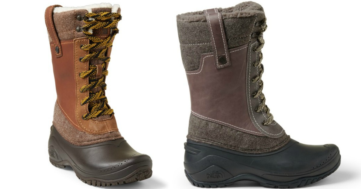 The North Face Women's Shellista III Mid Boots in two shades of brown