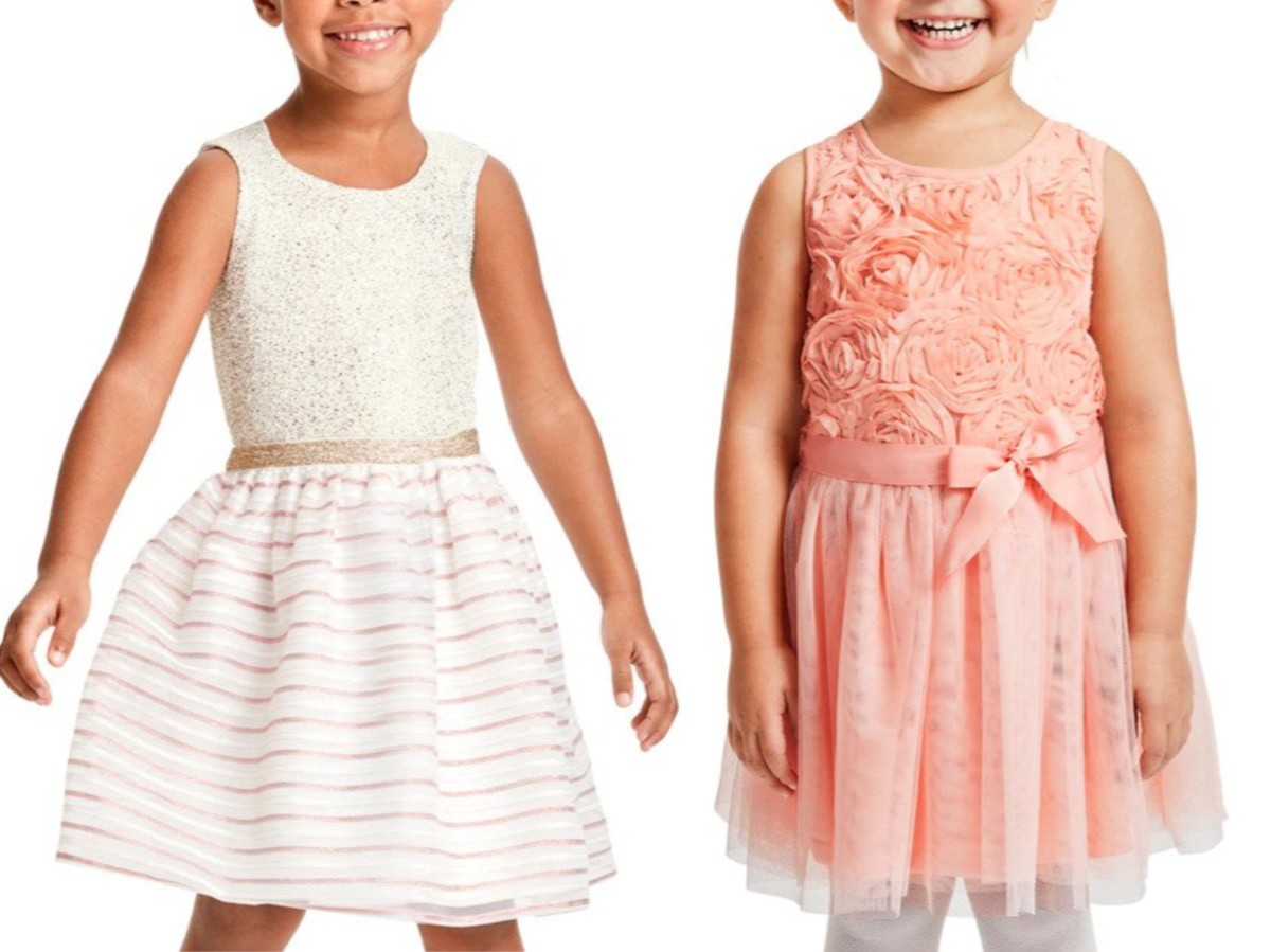 white and pink girls dress and pink girls dress