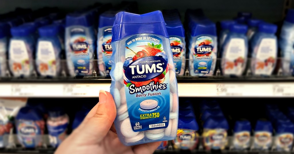 Tums Smoothies Berry Fusion in hand at Target