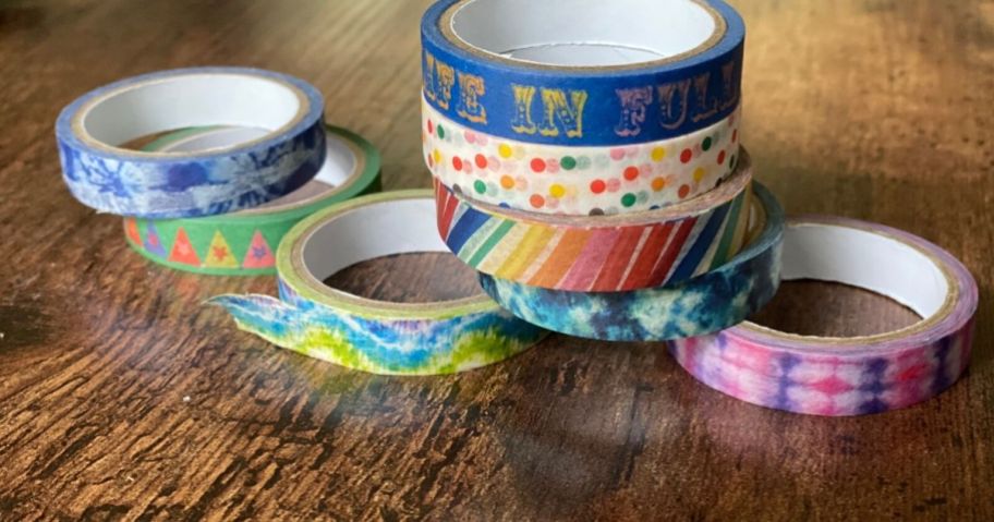 Washi tape sitting on table for DIY car track, one of the fun indoor activities for kids and children