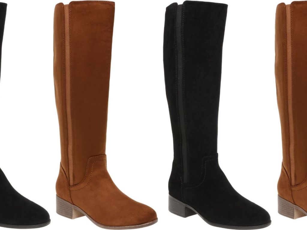 four pairs of knee high faux suede womens boots