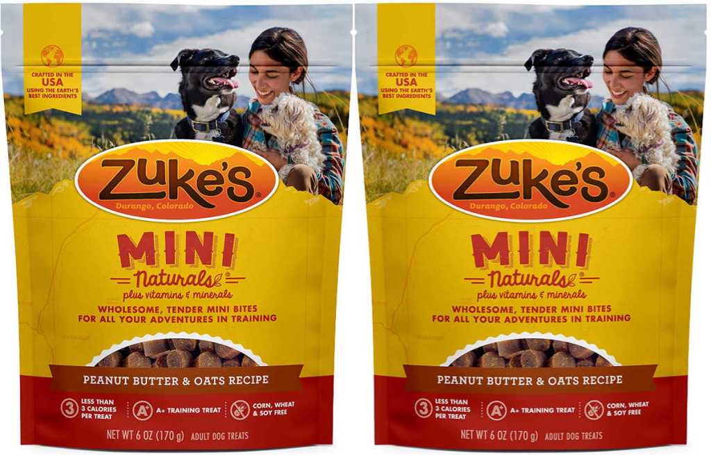 two bags of Zuke's mini naturals peanut butter and oats