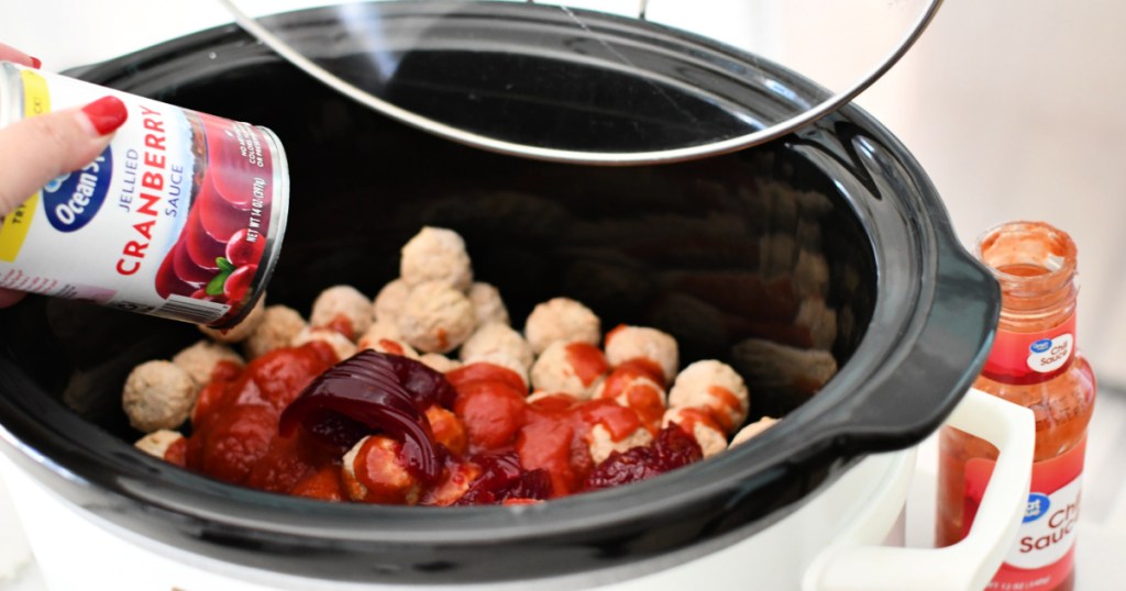 adding cranberry jelly to meatballs