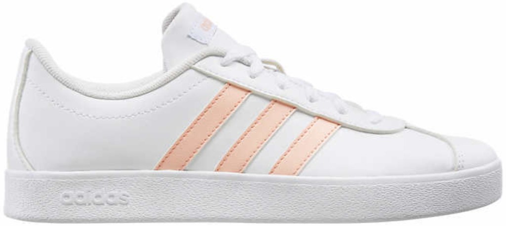 white adidas peach shoes