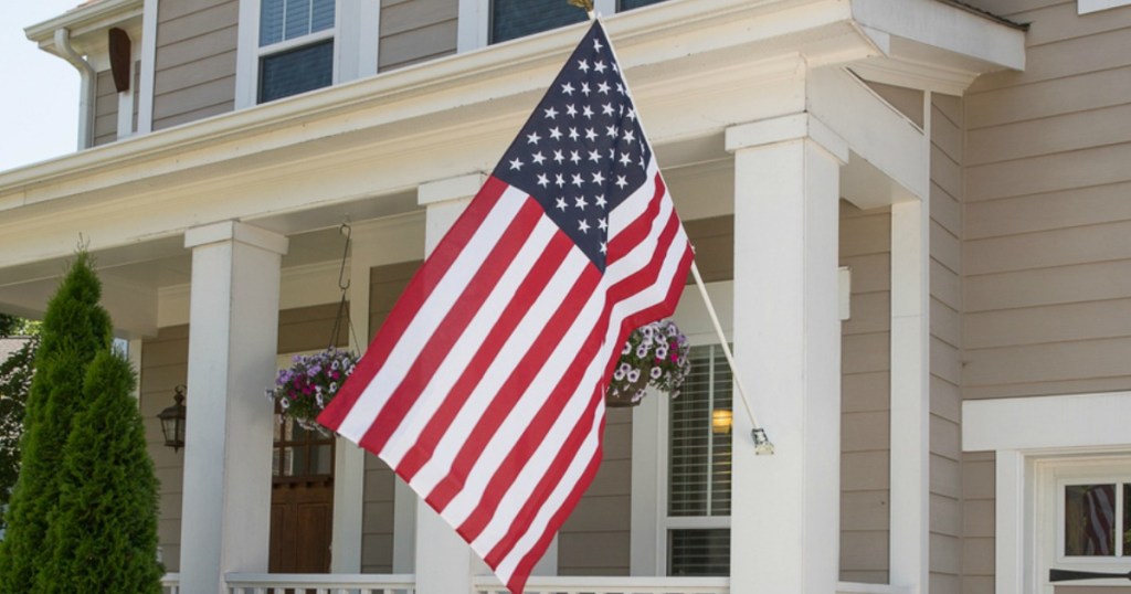 american flag on house