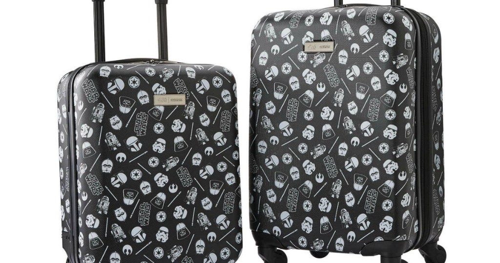 luggage featuring star wars logos