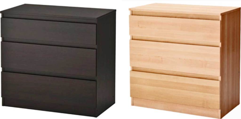 IKEA 2 sets of 3 drawer chest