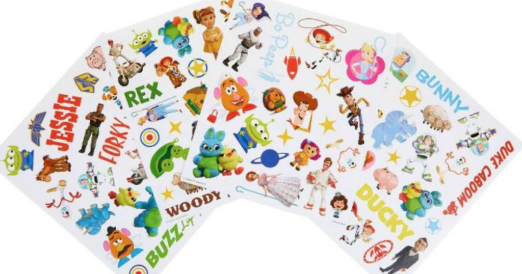 pages of stickers from movie Toy Story
