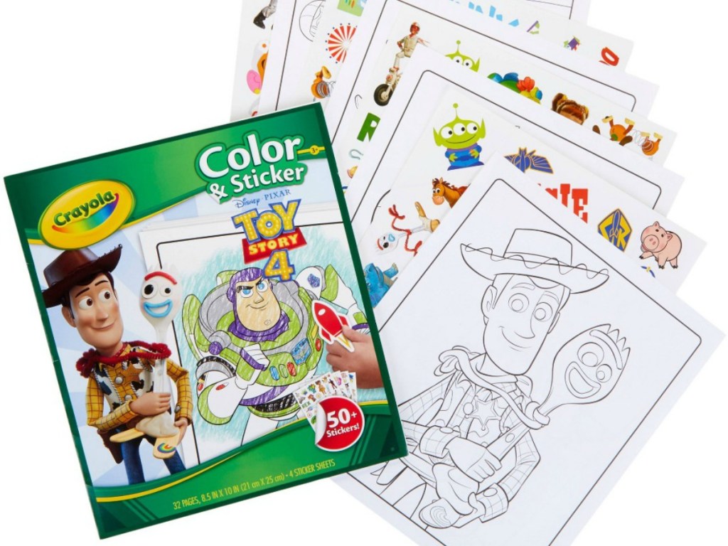 crayola color book with sticker from movie, Toy Story 4